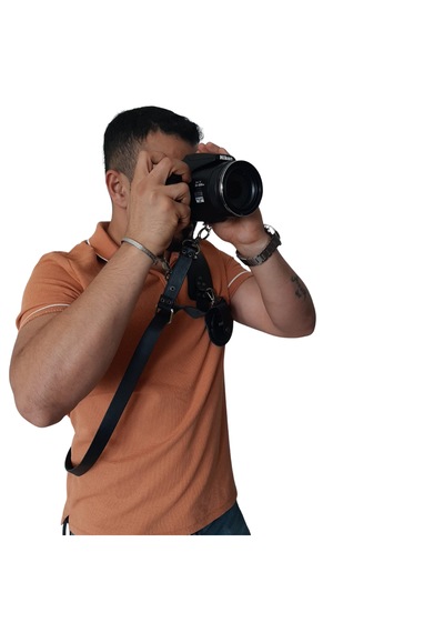 Siyah Renk Profesyonel Hakiki Deri Tekli Fotoğraf Makinesi Omuz Askısı Antik renk aksesuarlı