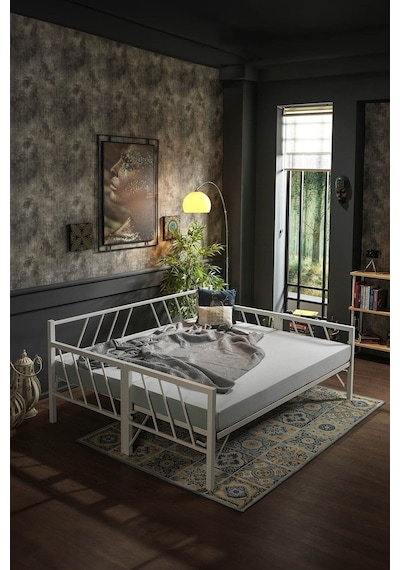 Glory Yavrulu Daybed Tek Ve Çift Kişilik Sedir Metal Karyola Beyaz