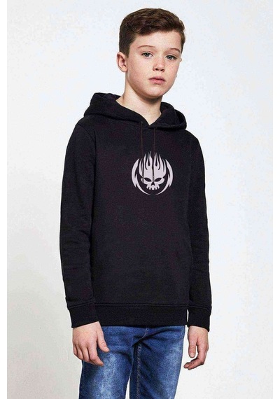 Tshirthane Offspring Baskılı Unisex Çocuk Kapüşonlu Siyah Sweatshirt Siyah