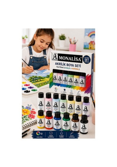 Akrilik Boya 12 Renk Pastel Ve Ana Renk 1 Paket Monalisa 70 Ml 12 Li Akrilik Boya Resim Dersi Tuval Ahşap Taş Boya Seti Çok Renkli