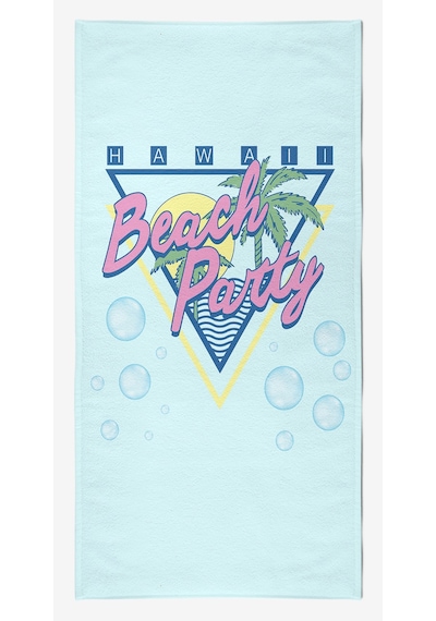 BEACH PARTY Dijital Baskılı 75x150 Cm Plaj Havlusu Açık Mavi