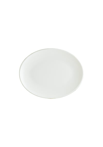 Retro Moove 12 Adet 25 Cm Yeşil Kenar Çizgili Porselen Oval Tabak