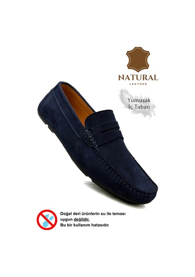 Sermoda Erkek Loafer - Hakiki Deri Rok Loafer Erkek Ayakkabı Süet Lacivert