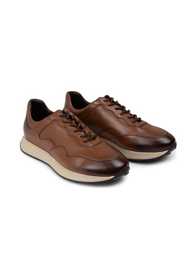 Deery Hakiki Deri Taba Rengi Erkek Sneaker Ayakkabı - 01725Mtbae02 Taba