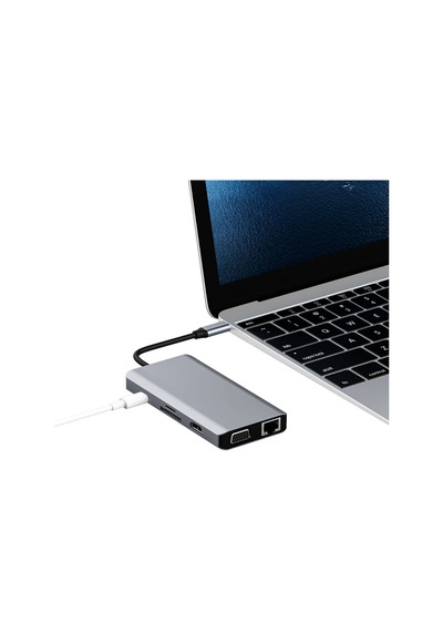 Recci Rh09 Type-c To Type-c + Sd/tf + Usb3.0 + Usb2.0 + Hdmı + Vga + Rj45 Bağlantılı 9in1 Hub