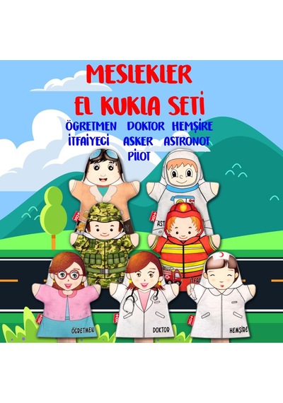 2 Parça Tox Meslekler El Kukla Set Eğitici Oyuncak
