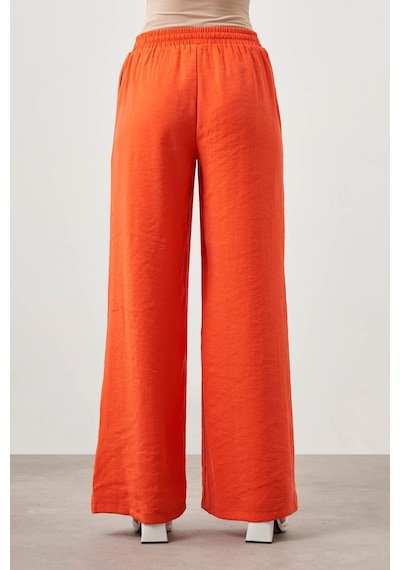Mizalle Beli Lastikli Modal Nar Çiçeği Pantolon Narçiçeği