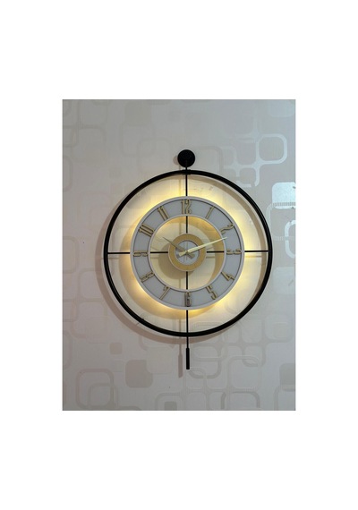 Pey Aksesuar Metal Camlı Duvar Saati 60x80 Cm Büyük Boy Işıklı Gerçek Cam Siyah-seffaf-beyaz-gold M61-siyah-seffaf-beyaz-gold