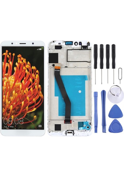 Huawei Uyumlu Y6 2018 Lcd Ekran Dokunmatik Full Çıtalı Beyaz