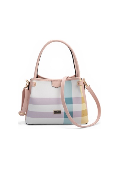 Silver Polo Sp1254 Kadın El Çantası Ekose Lila-pembe