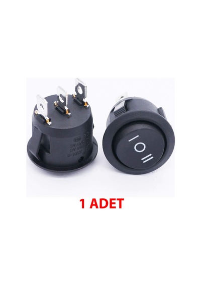 Alkatroni Yuvarlak 3 Pin Anahtar Rocker Switch Mini Buton Siyah 3 Durumlu 23 MM