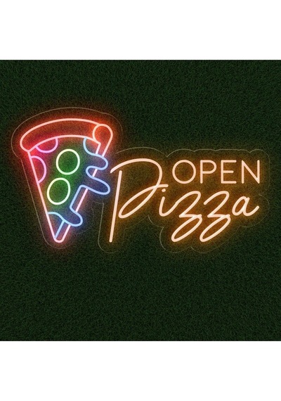 Open Pizza Yazılı Neon Tabela Turuncu