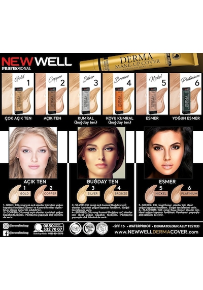New Well Derma Cover Make-Up Porselen Makyaj Kapatıcı Fondöten 3