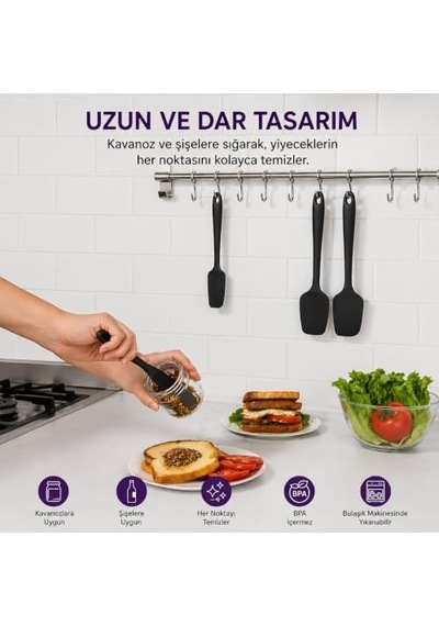 6 Parça Silikon Mutfak Gereçleri Seti, Isıya Dayanıklı Spatula, Fırça Ve Kaşık Seti, Yapışmaz Tencere Dostu, Kırmızı, Siyah, Mor Ve Koyu Füme Renk Seçenekleri Koyu Füme 0