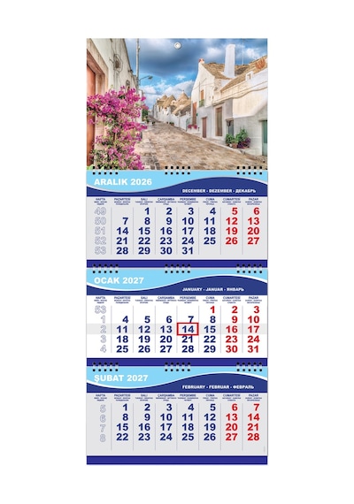 2027 Orta Boy Gemici Takvimi Denizci Duvar Takvimi 31x70 CM