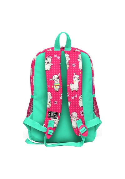 Coral High Kids Neon Mercan Su Yeşili Alpaka Desenli 3 Lü Okul Çanta Seti Set0123466