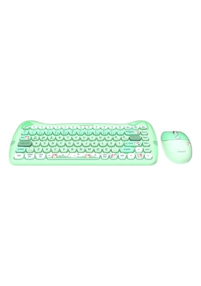 Everest Km-6285 Catty Mını Renkli Tuşlu Yeşil 2.4 Ghz + Bt Kablosuz Q Multimedia Klavye + Mouse Set Lazer