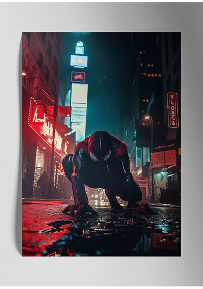Metal Baskı Parlak Duvar Tablosu - Spiderman Miles Morales Marvel