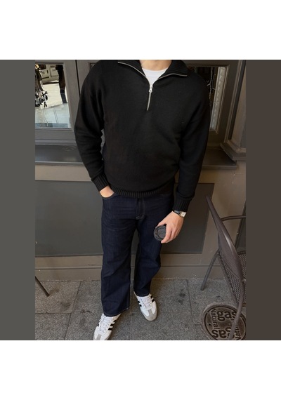 Jack & Jones Erkek Relaxed Fit Triko Pullover - Soho - 12278937 Siyah