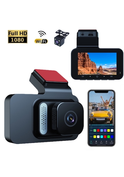 Y02 1080p Full Hd 1,47 İnç Wifi Araç İçi Kamera - Ön-arka 2 Kameralı Araç Kamerası