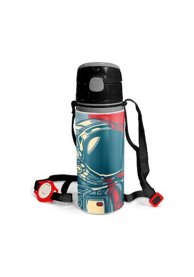 Coral High Kids Çivit Kırmızı Astronot Desenli Pipetli Alüminyum Matara 600 Ml 11941
