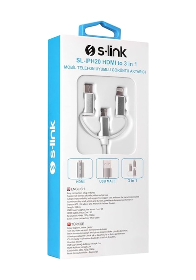 Link Sl-ıph20 Hdmi To 3 In 1 2m Mobil Telefon Uyumlu Görüntü Akta