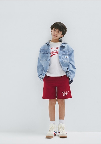 Mavi - Mavi Jeans Baskılı Kırmızı Şort 6410019-89125