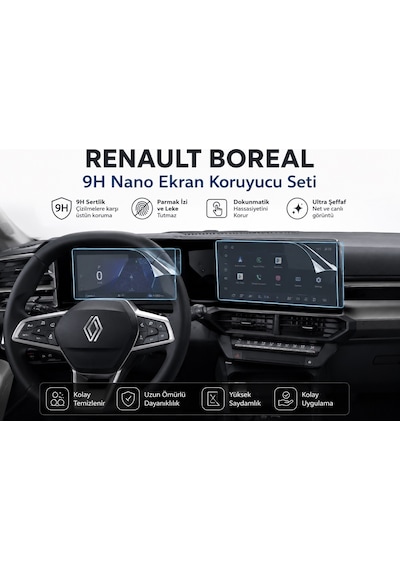 Renault Boreal Iconic Paket Dijital Gösterge Ve Multimedya Ekran Koruyucu 9h Nano Set