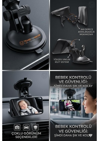 Babypoint Vantuzlu Bebek Araç İçi Ayna 360 Ayarlanabilir Güvenlik Gözlem Aynası 428863