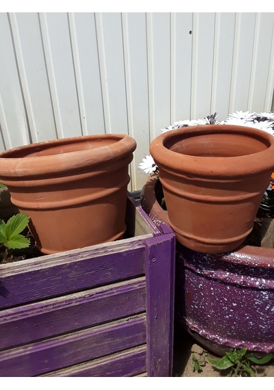 2 Li Takım Toprak Saksı 25 22cm-20 17 Cm , Pişmiş Toprak Terracotta 2 Adet