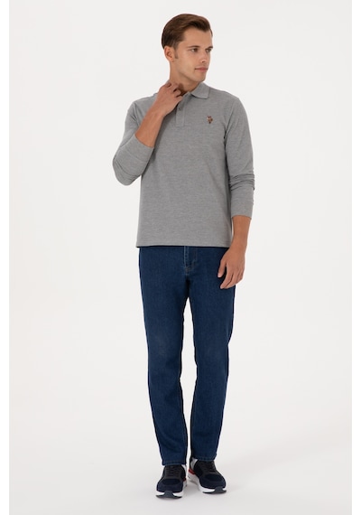 U.S. Polo Assn. Erkek Regular Fit Polo Yaka Grı Melanj Basic Sweatshirt 50313772-VR086 U.S. Polo Assn. Erkek Regular Fit Polo Yaka Grı Melanj Basic Sweatshirt 50313772-VR086