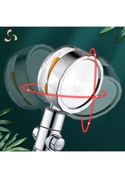 Turbo Duş Başlığı Basınçlı Yağmurlama Stop Düğmeli Renkli Pervaneli Su Tasarruflu Banyo Duş Alosu Diğer
