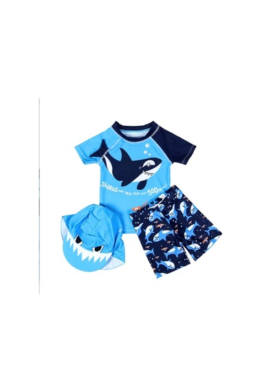 Petityu Up50+ Güneş Korumalı Tek Kol Lacivert Shark Kısa Kol Erkek Çocuk Mayo T-shirt Şapka Set Mavi Petityu Up50+ Güneş Korumalı Tek Kol Lacivert Shark Kısa Kol Erkek Çocuk Mayo T-shirt Şapka Set Mavi