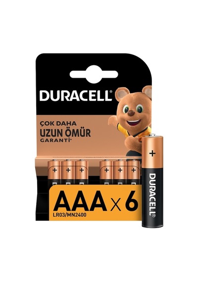 Duracell LR03/MN2400 AAA İnce Kalem Pil 6'lı