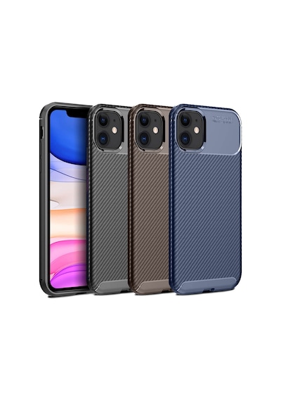 Apple Uyumlu iPhone 12 Mini Kılıf Focus Carbon Desen Silikon Arka Kapak