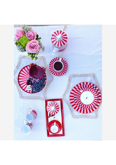 Kırmızı Pembe Porselen Yemek Tabağı 26,5 Cm