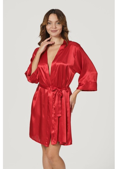 Nbb Kadın Kırmızı Bride Saten Sabahlık 001