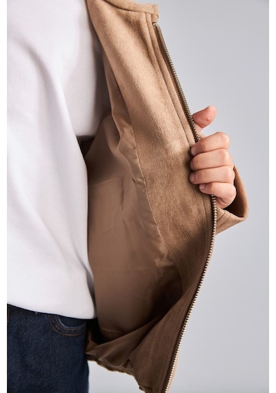 Defacto Suede Fermuarlı Cepli Kısa Kız Çocuk Mont H7803a826wnbg293 Bej-bg293
