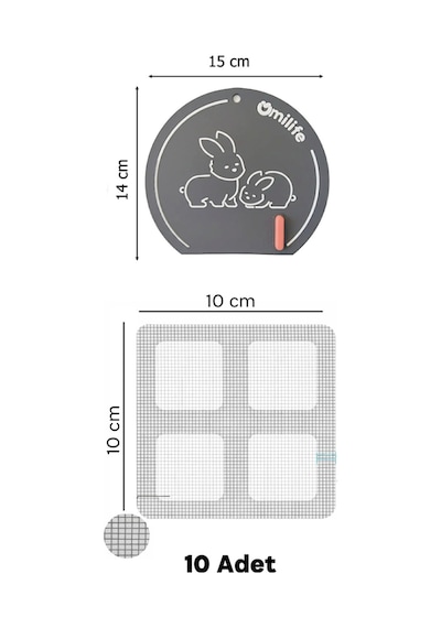 10'lu Süzgeç ve Gider Koku Önleyici Set Silikon Mat Banyo Mutfak Lavabo Koruyucu -