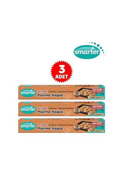Smarter Naturel Ağartılmamış 3 Paket Yağlı Pişirme Kağıdı 10 Lu X 3 Kahverengi