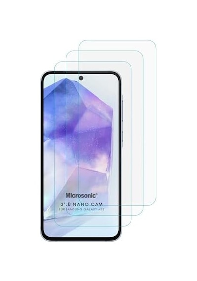 Galaxy A55 Screen Protector Nano Glass Cam Ekran Koruyucu 3 Lü Paket Galaxy A55 İle Uyumlu Ekran Koruyucu - Şeffaf