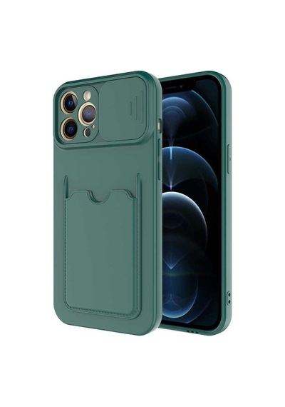 Apple Uyumlu iPhone 12 Pro Kılıf Zore Kartix Kapak Koyu Yeşil