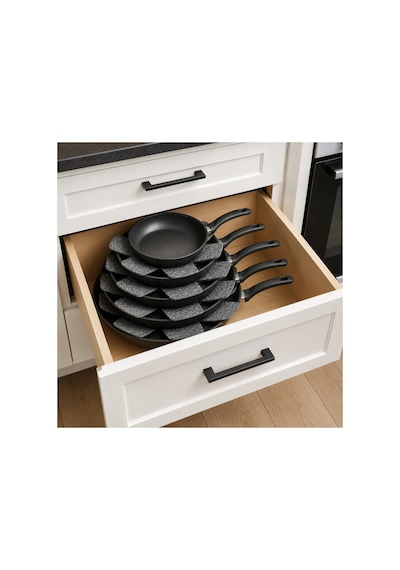 Tencere & Tava Koruyucu Keçe Ayırıcı 6 Lı Set Çizilmeyi Önlemeye Yardımcı Gri Tava Koruma Pedi