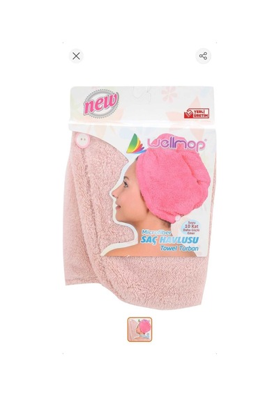 Wellmop Mikrofiber Düğmeli Saç Havlusu Pudra