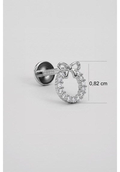 Işıltılı Fiyonk 18 Ayar Beyaz Altın Kaplama Gümüş Tragus-flat Piercing