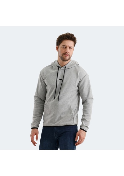 Slazenger VADIMIR Erkek Kapüşonlu Cepli Gri Sweatshirt