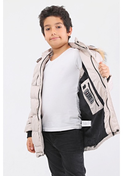 Natural Kürklü Erkek Çocuk Kaban 51237t Bej