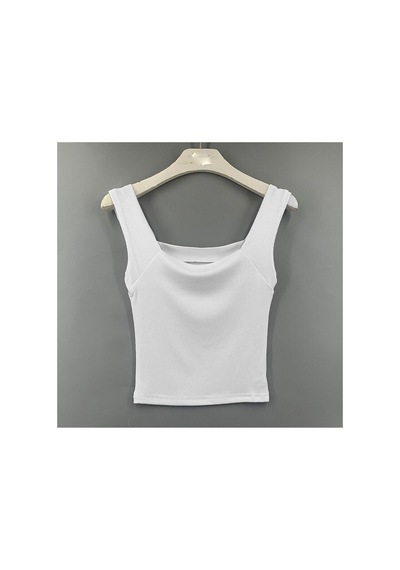 Pazarız Beyaz Kare Yaka Atlet Triko Bluz Crop S / M / L Beden Uyumlu Beyaz