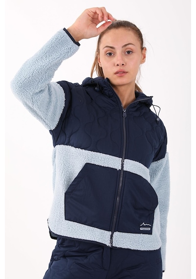 Maraton Sportswear Comfort Kadın Kapşonlu Uzun Kol Outdoor Sisli Mavi Tracktop 21440-sisli Mavi