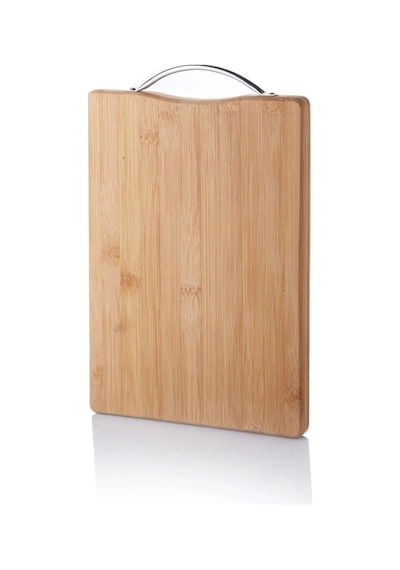 Hubrendy Tedarik Metal Tutacaklı Lüx Bambu Kesme Tahtası 30cm X20cmx1.8cm 1456034